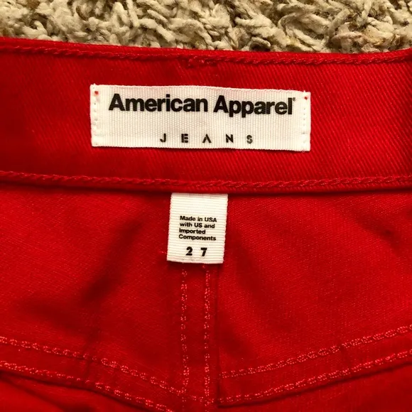 AMERICAN APPAREL Red High Waisted Shorts