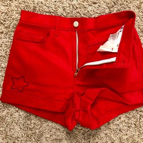 AMERICAN APPAREL Red High Waisted Shorts