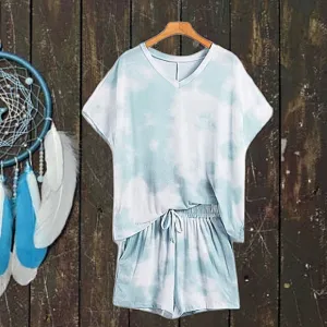 &quot;Cloudy Days&quot; Tie Dye Lounge Shorts Set