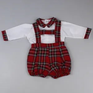 Baby Boys Tartan Two Piece Outfit - Shirt and Short Set