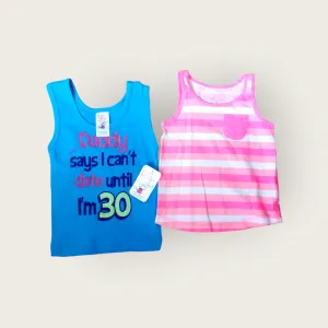 BABY GIRL SIZE 12 MONTHS - OSHKOSH / LITTLE TEEZ, 2 PACK Cotton Tank Tops NWT / NWOT B47