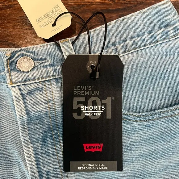 Brand new Levi women’s jean shorts 501 high rise size 28