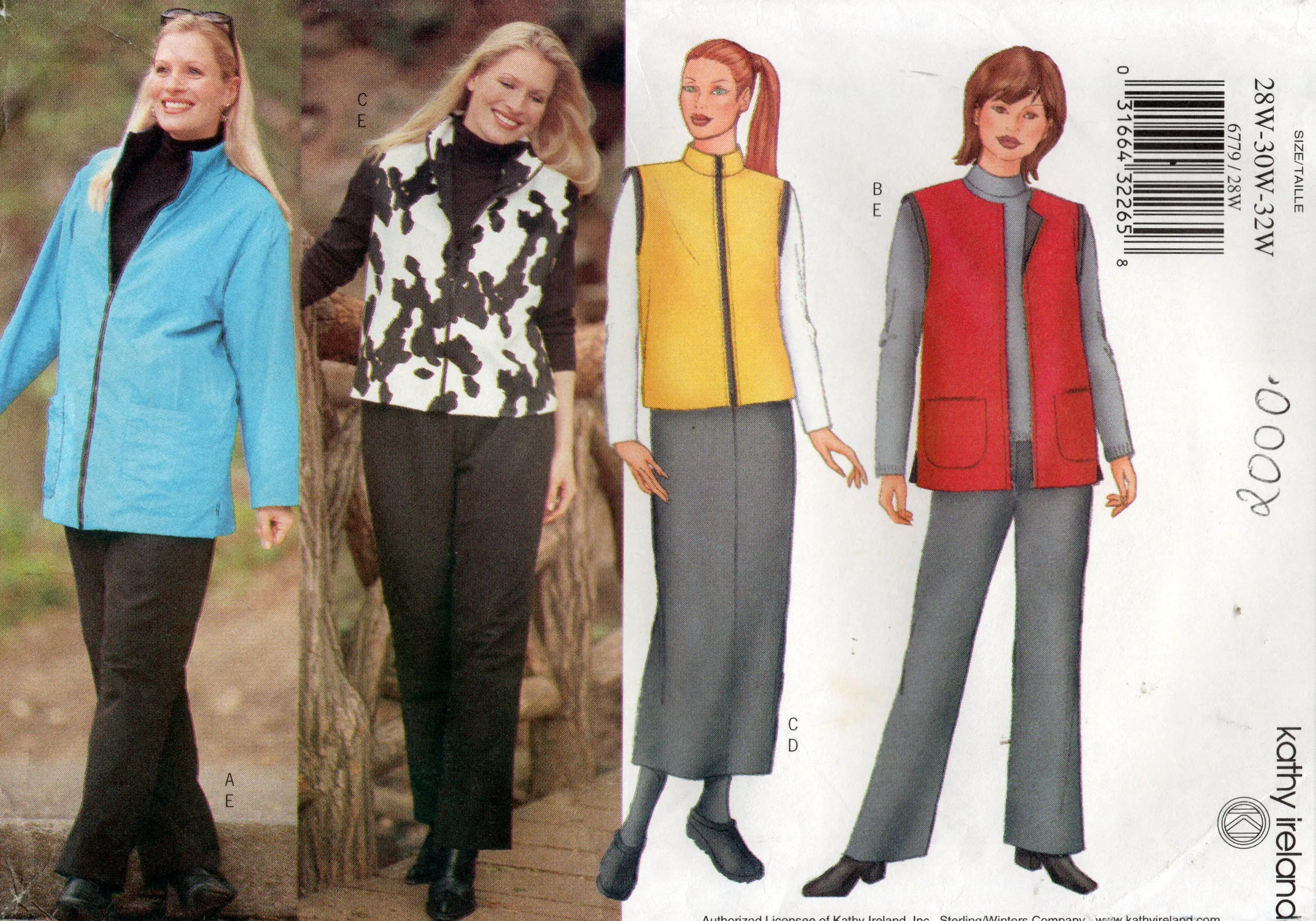 Butterick 6779 KATHY IRELAND Womens Winter Separates Out Of Print Sewing Pattern Size 28W - 32W UNCUT Factory Folded