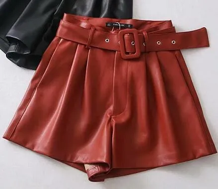 Cassie's Leather Belted Shorts