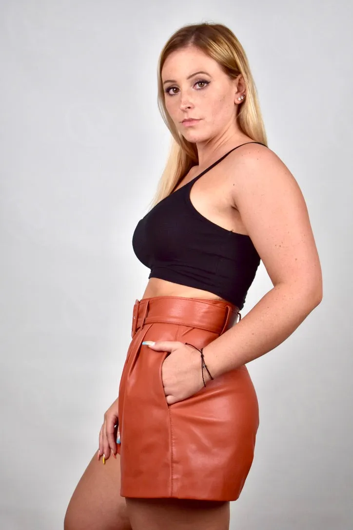 Cassie's Leather Belted Shorts