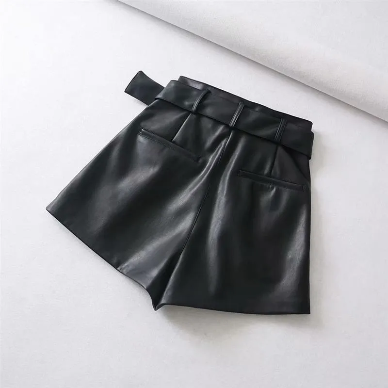 Cassie's Leather Belted Shorts