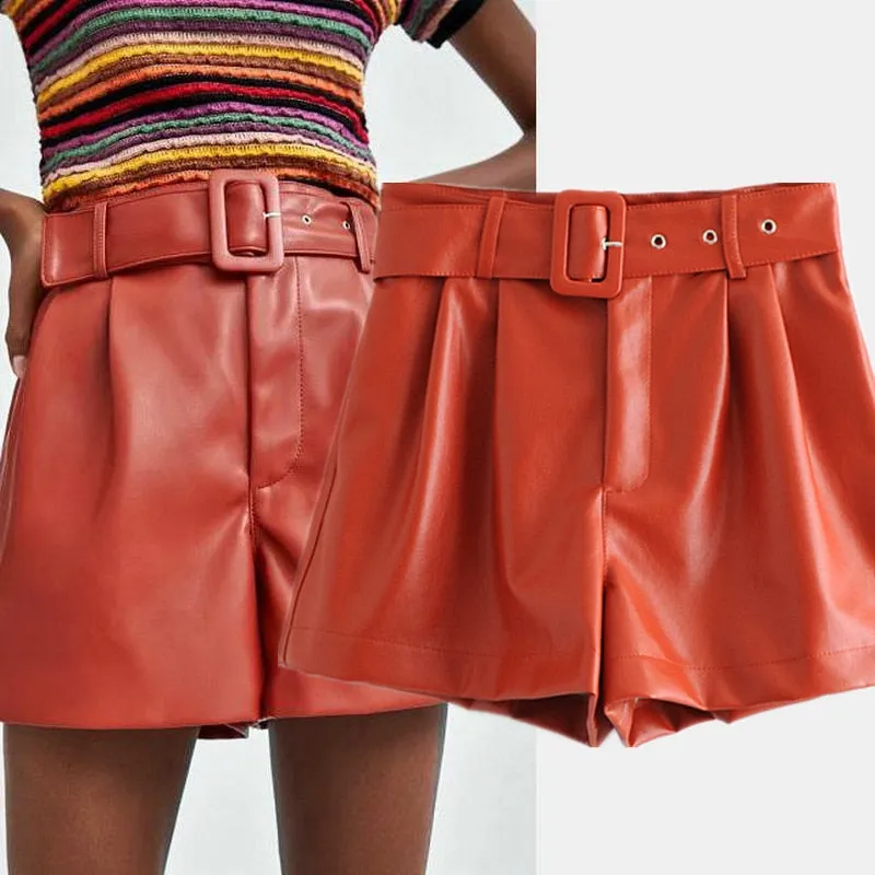 Cassie's Leather Belted Shorts