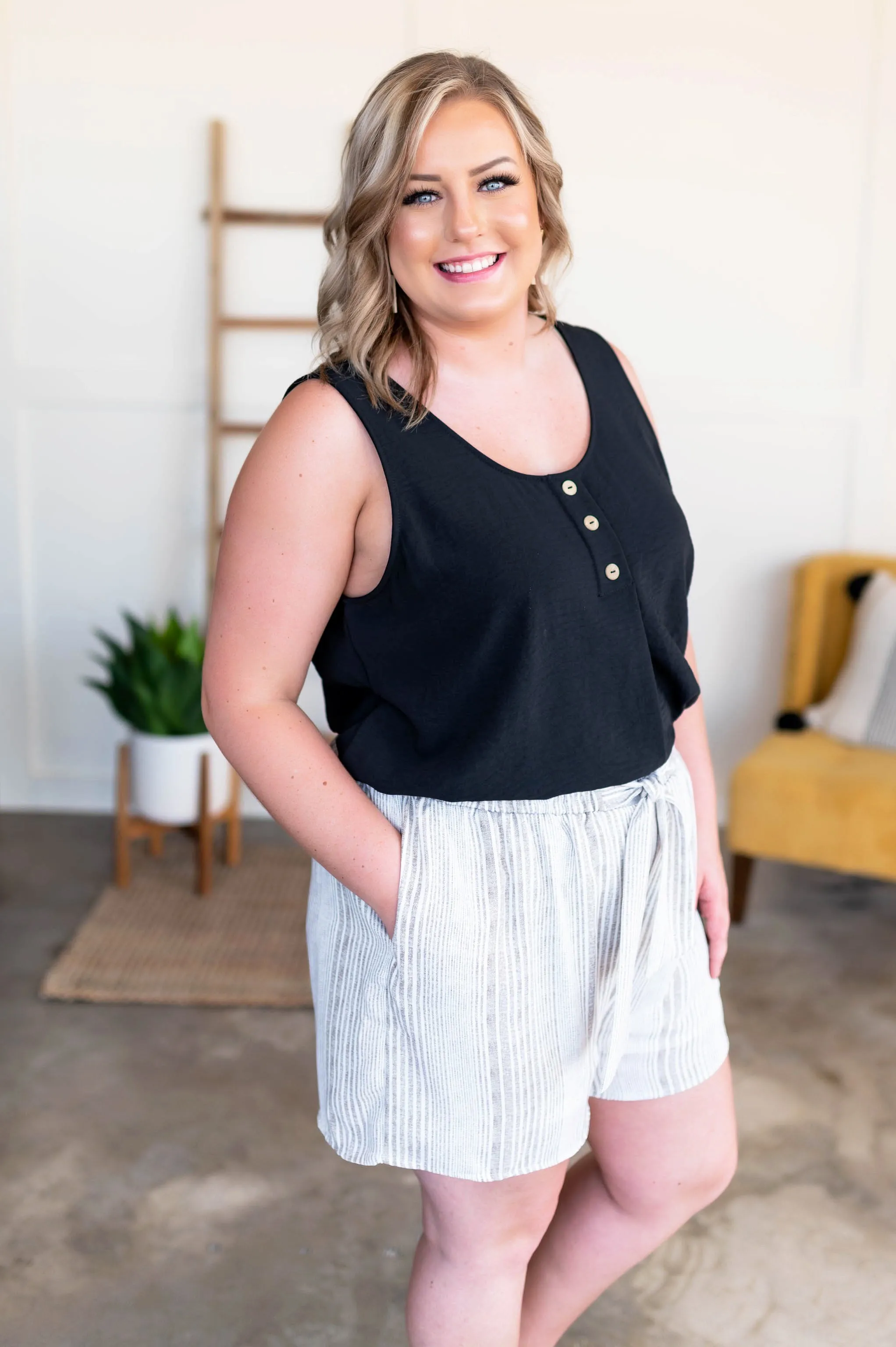 Consider It A Tie Cream Striped Shorts