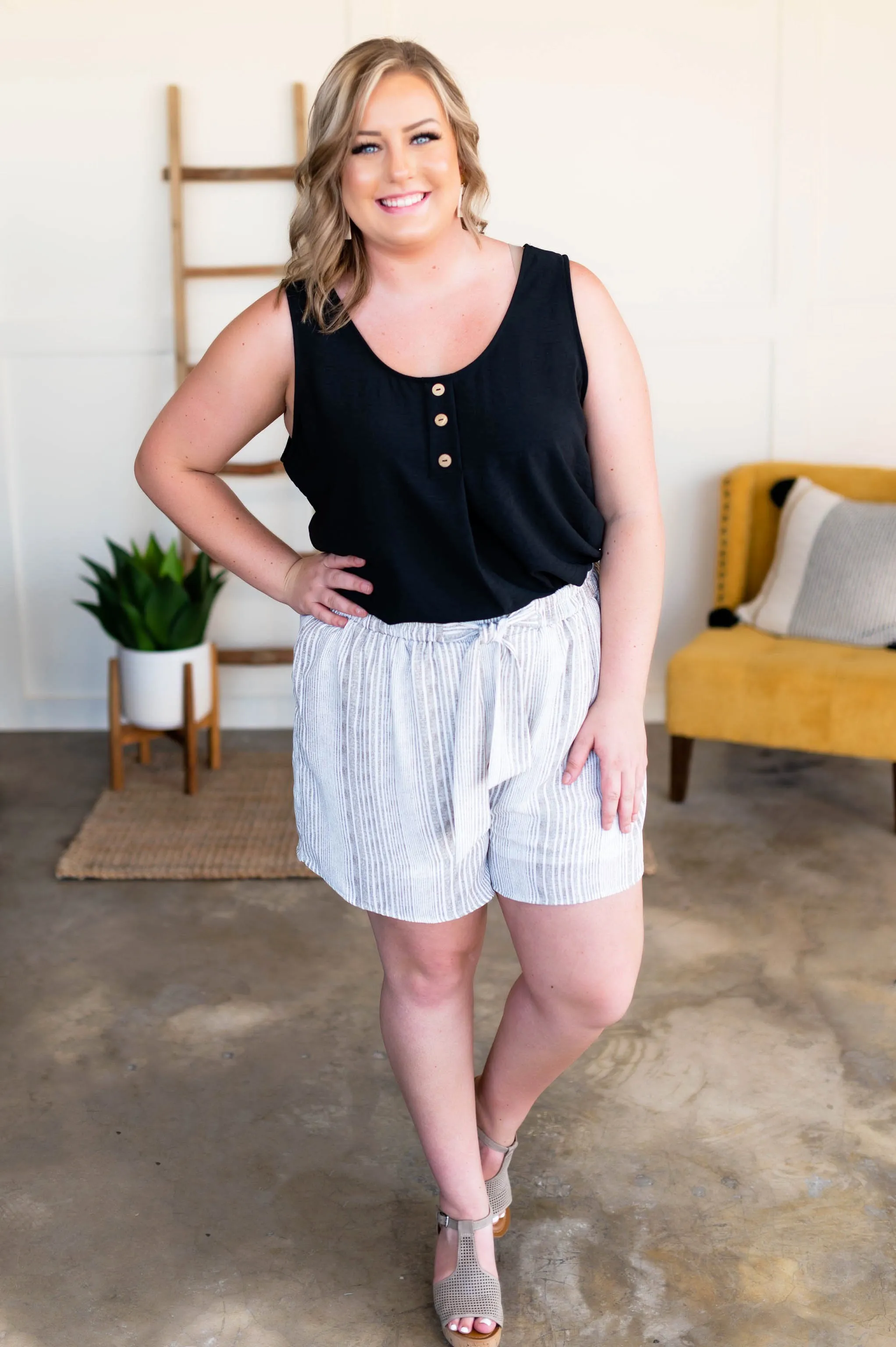 Consider It A Tie Cream Striped Shorts