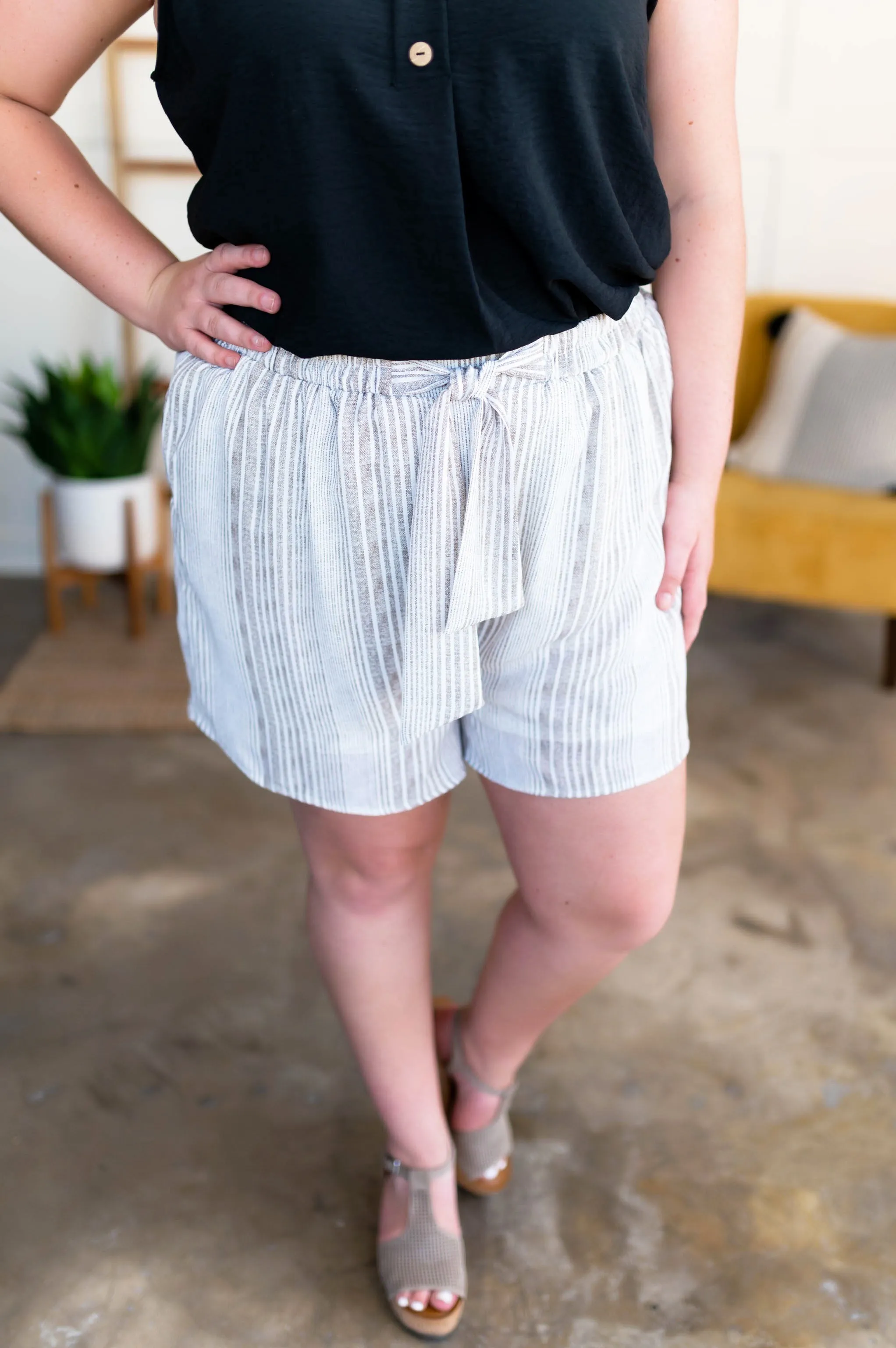 Consider It A Tie Cream Striped Shorts