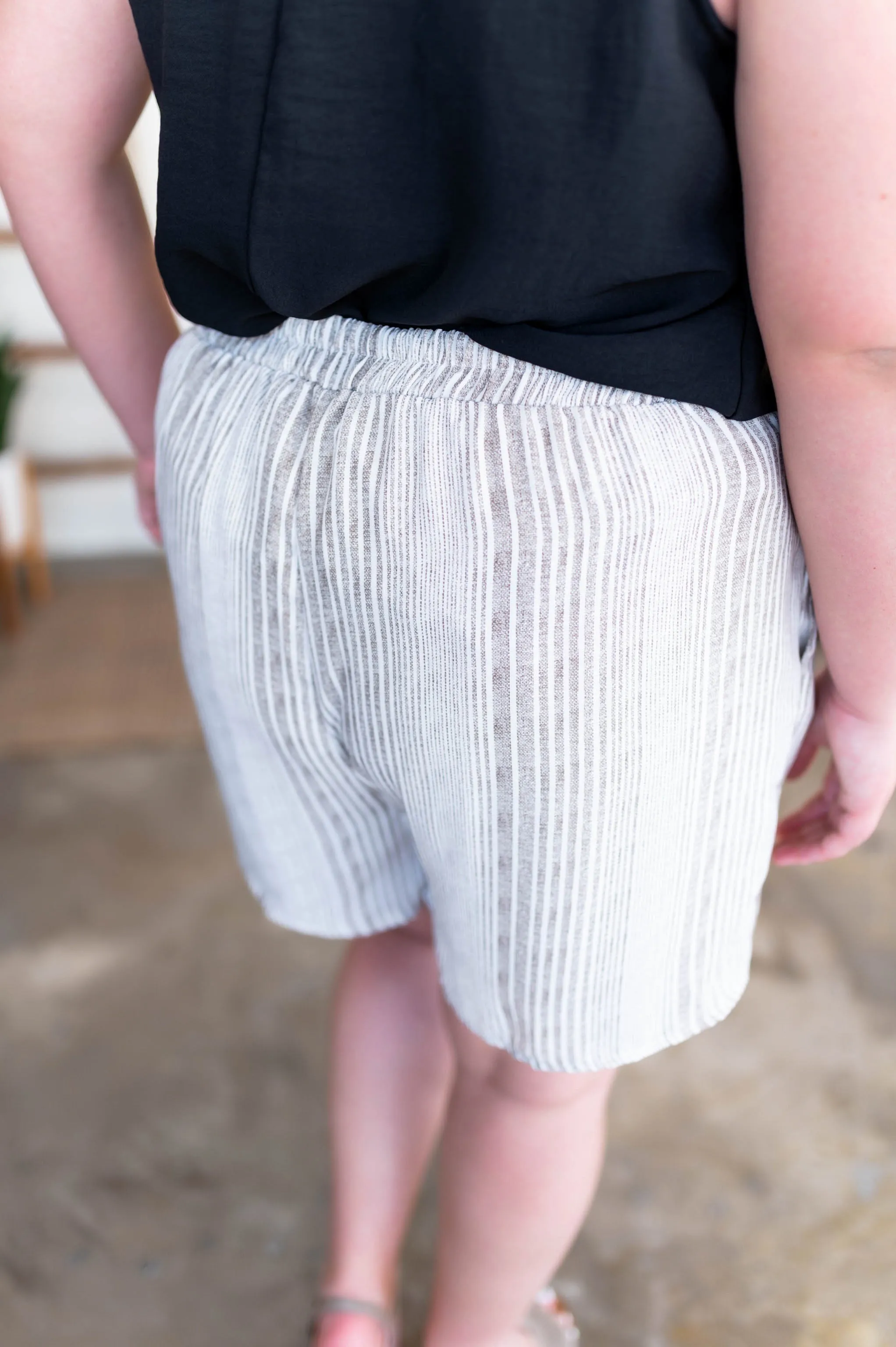 Consider It A Tie Cream Striped Shorts