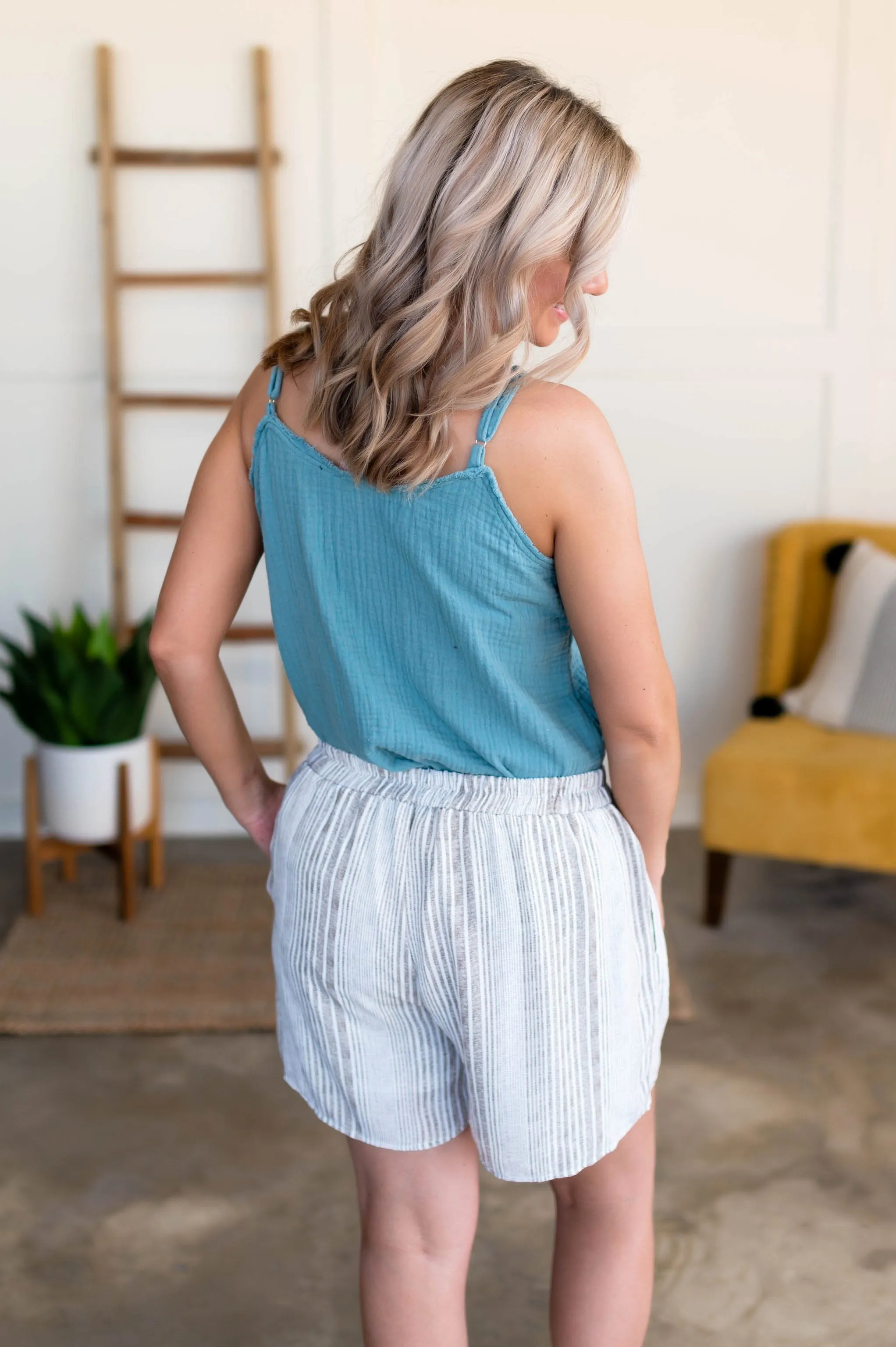 Consider It A Tie Cream Striped Shorts