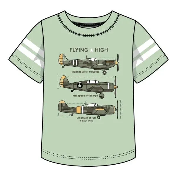 CR Sports Camo Military Planes Graphic Print Top - Glow in the Dark