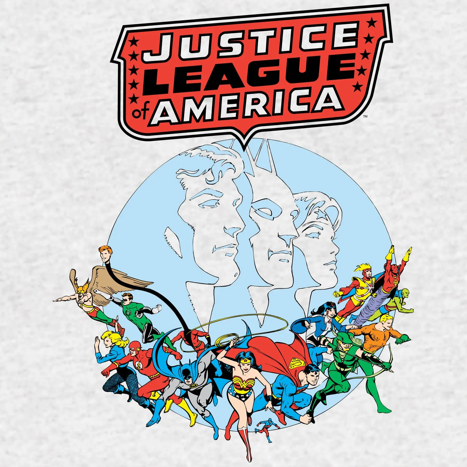 DC Comics Justice League America Splash Silver Age Official Men's T-shirt (Sports Grey)