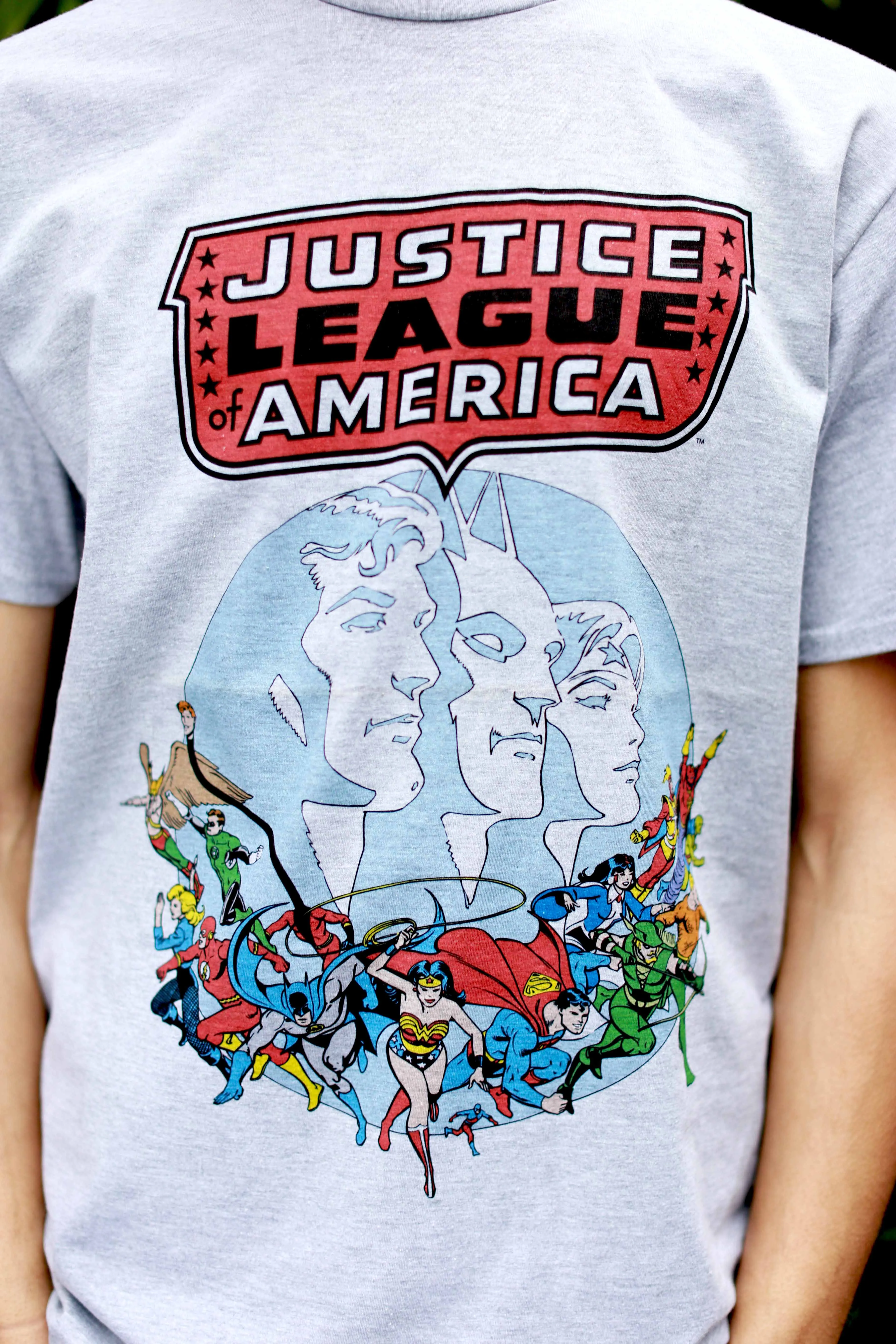 DC Comics Justice League America Splash Silver Age Official Men's T-shirt (Sports Grey)