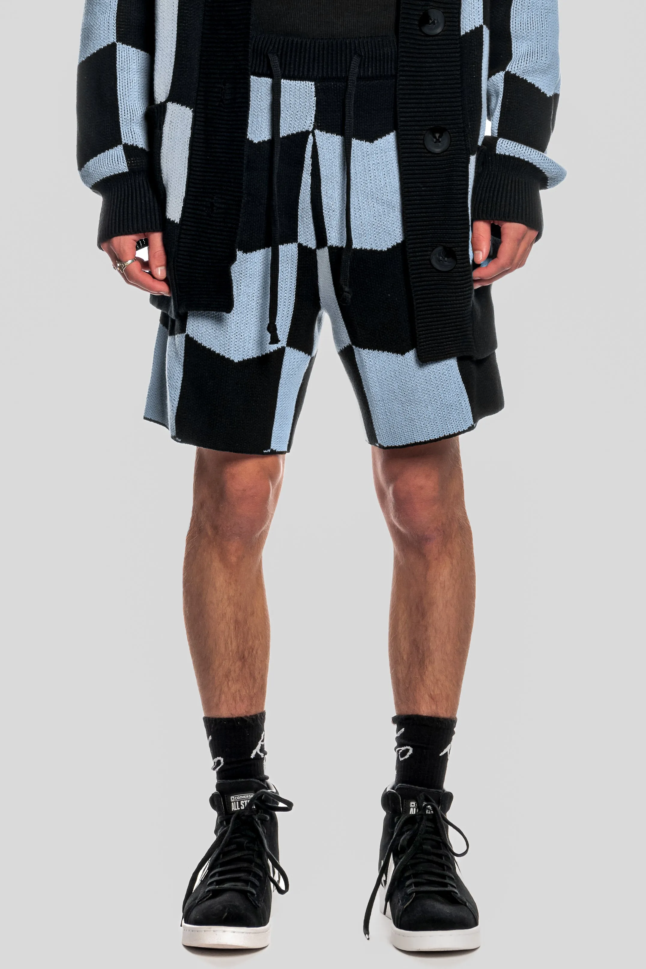 DUSK BLUE CHEVRON KNIT SHORTS