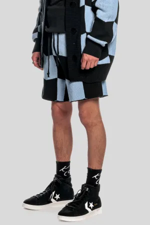 DUSK BLUE CHEVRON KNIT SHORTS