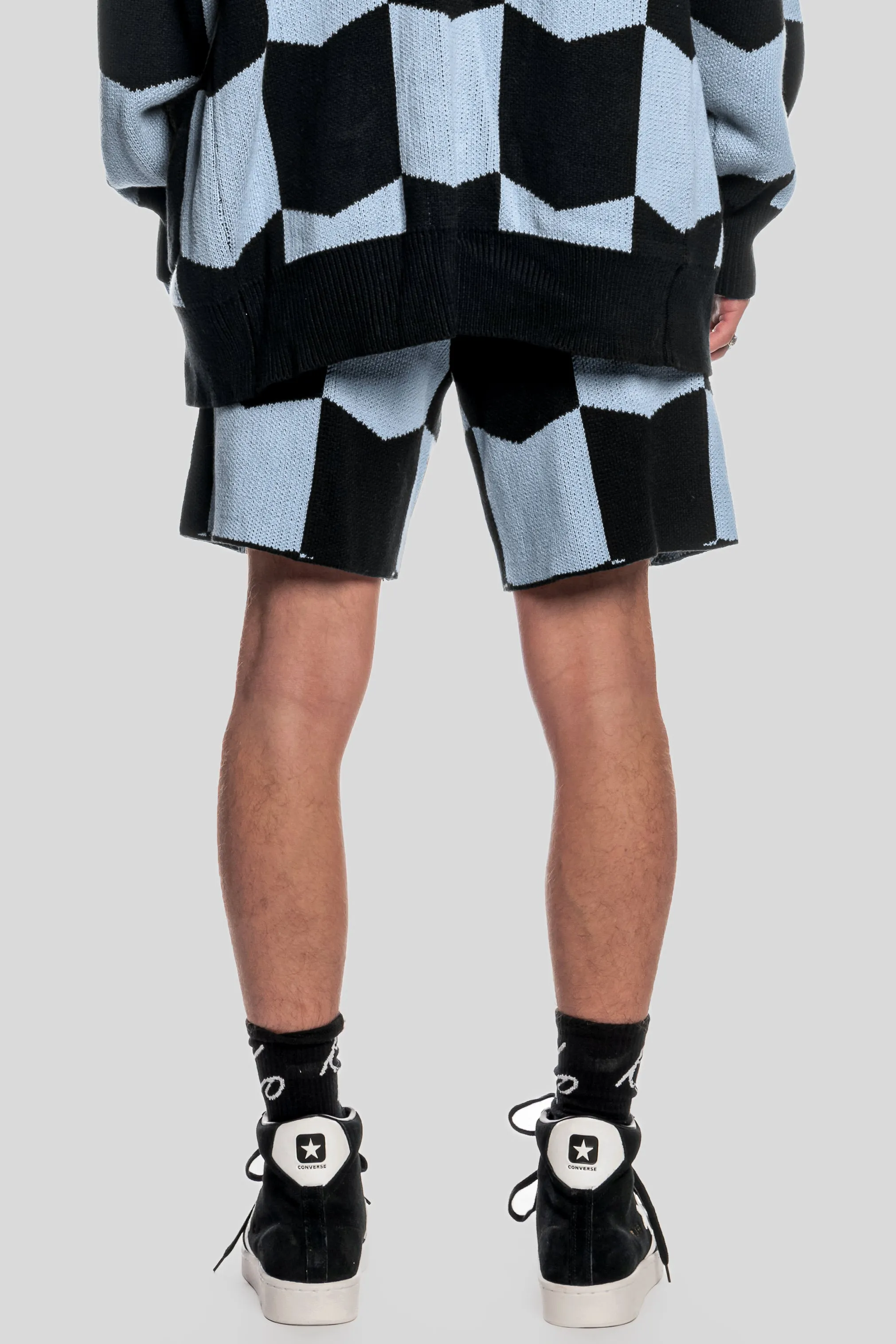 DUSK BLUE CHEVRON KNIT SHORTS