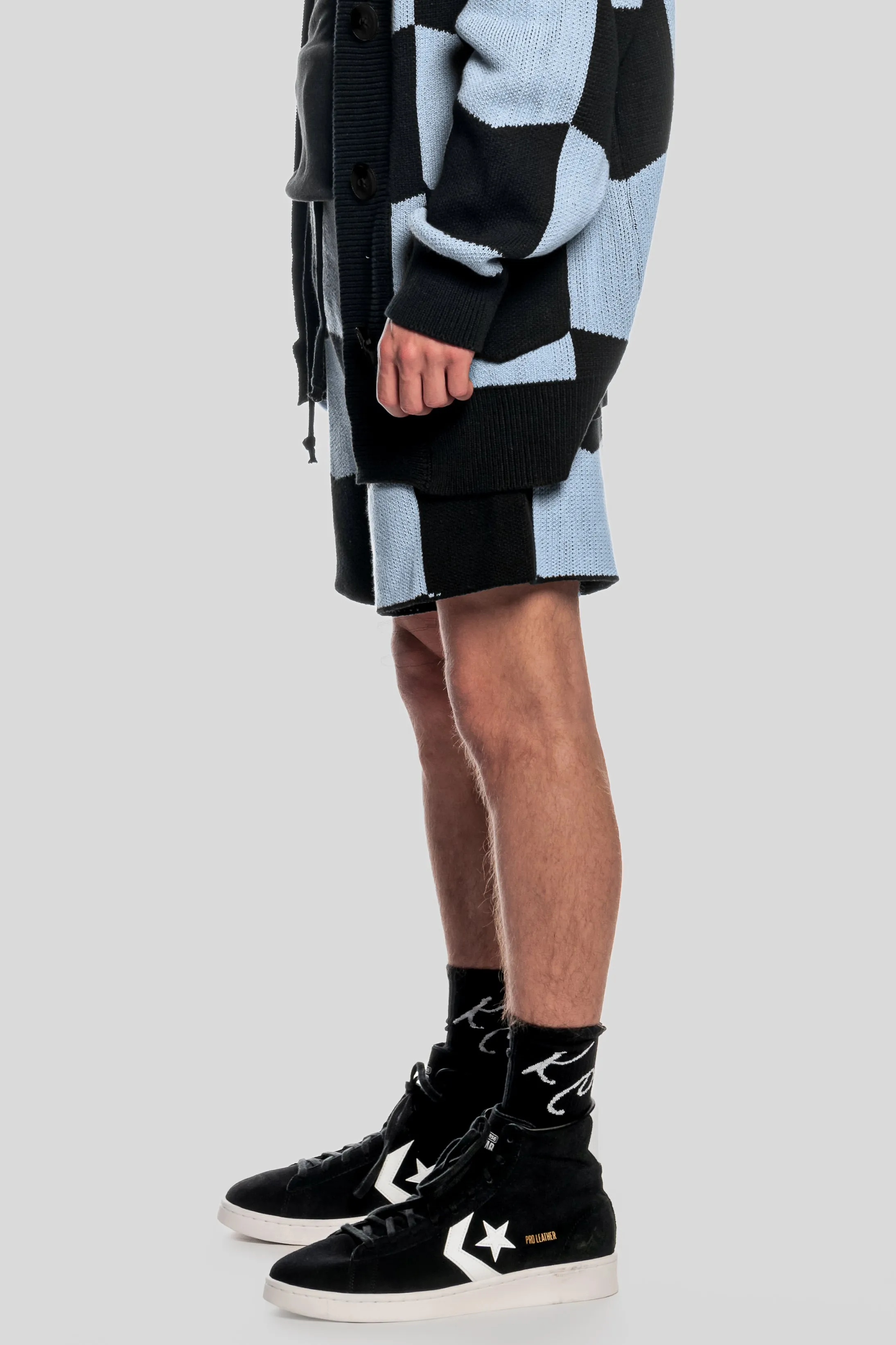 DUSK BLUE CHEVRON KNIT SHORTS
