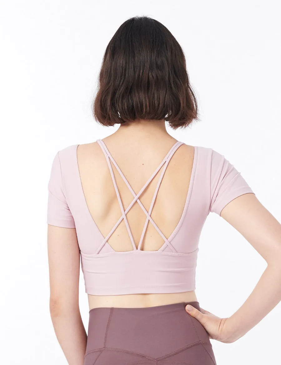easyoga LESPIRO Elegant Cropped Tank - R22 Dry Rose Powder