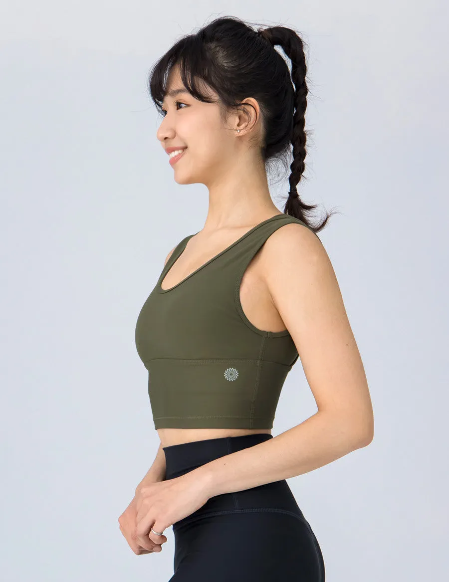 easyoga LESPIRO Two in One Quarter Sleeve  Tank - G17 Olive Green