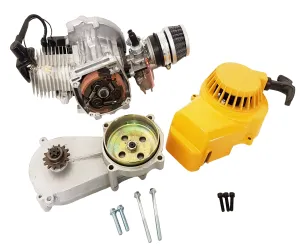 ENG32 COMPLETE ENGINE TRANSFER BOX YELLOW PULL START FOR 49CC MINI DIRT BIKE