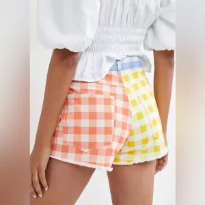 Farm Rio for Anthropology Gingham High Waisted Shorts
