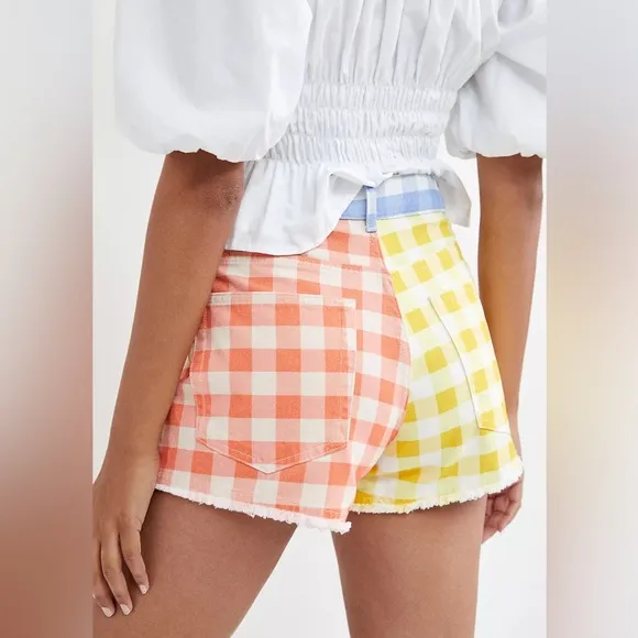 Farm Rio for Anthropology Gingham High Waisted Shorts