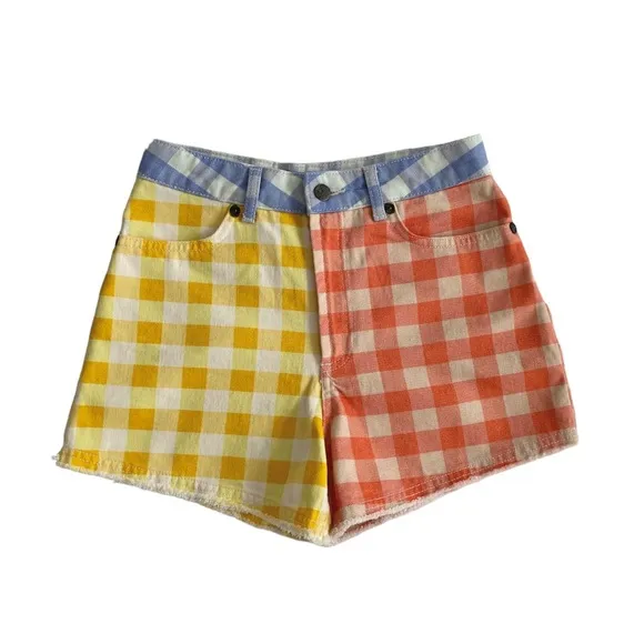 Farm Rio for Anthropology Gingham High Waisted Shorts