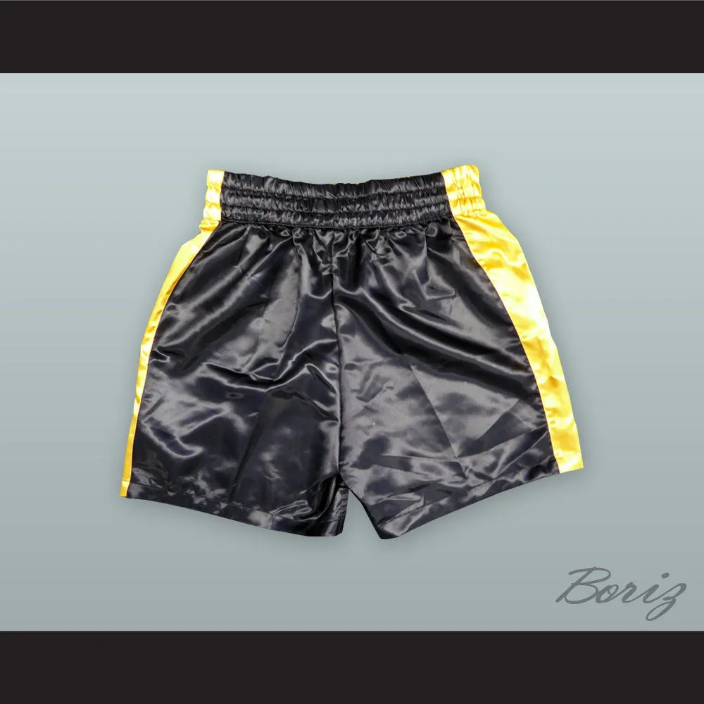 Floyd Mayweather Jr Black and Gold Boxing Shorts