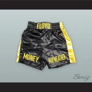 Floyd Mayweather Jr Black and Gold Boxing Shorts