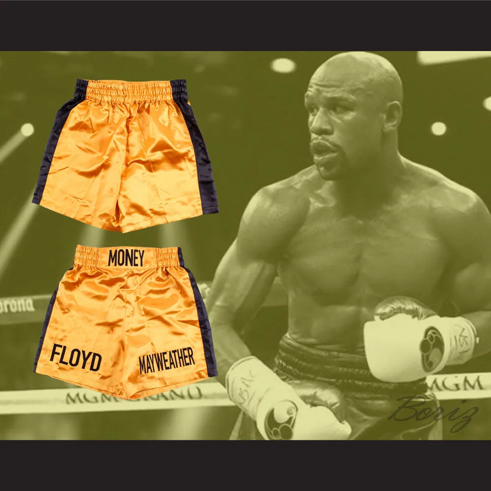 Floyd Mayweather Jr Gold and Black Boxing Shorts