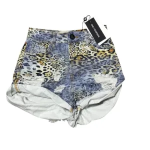 Free People Bandits High Waisted Denim Shorts Leopard Print