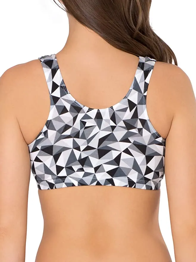 Fruit of the Loom Women's Built-Up Sports Tank Bra, Sz 44! Grey Geo Print!