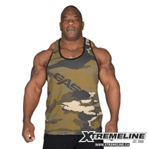 GASP Vintage T-Back Tank, Green Camo