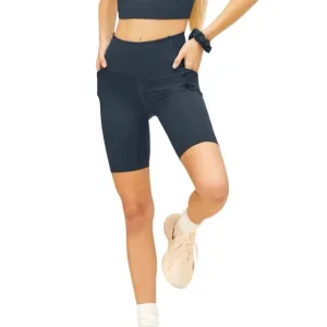 Girlfriend Collective High-Rise Pocket Bike Short in Midnight