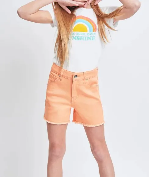 Girls High Rise Freyed Hem Twill Shorts