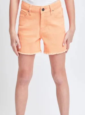 Girls High Rise Freyed Hem Twill Shorts