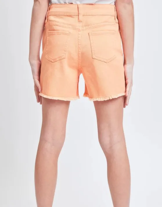 Girls High Rise Freyed Hem Twill Shorts
