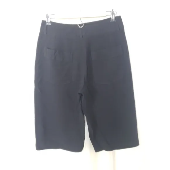 Helmut Lang black high waisted wide leg bermunda trouser shorts size 6