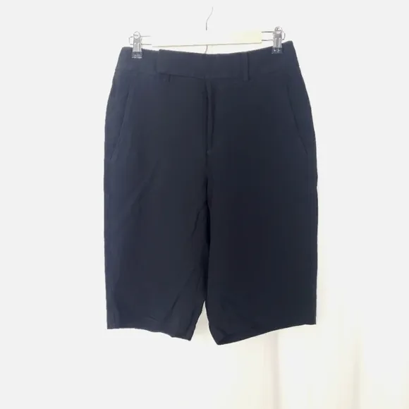 Helmut Lang black high waisted wide leg bermunda trouser shorts size 6