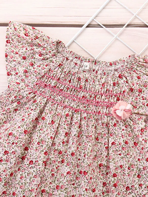 Infant Girl Floral Top With Pink Shorts