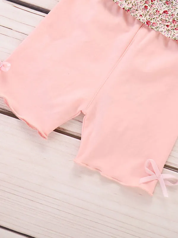 Infant Girl Floral Top With Pink Shorts