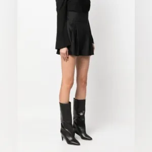 IRO Palici silk and wool blend high waisted pleated black shorts size EU 40
