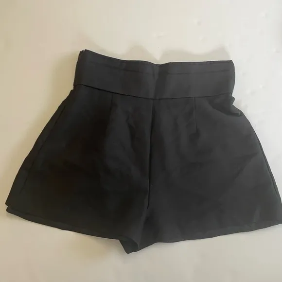 IRO Palici silk and wool blend high waisted pleated black shorts size EU 40