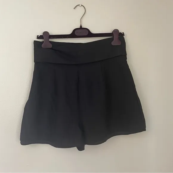 IRO Palici silk and wool blend high waisted pleated black shorts size EU 40