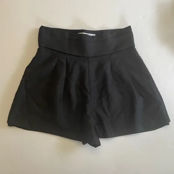 IRO Palici silk and wool blend high waisted pleated black shorts size EU 40