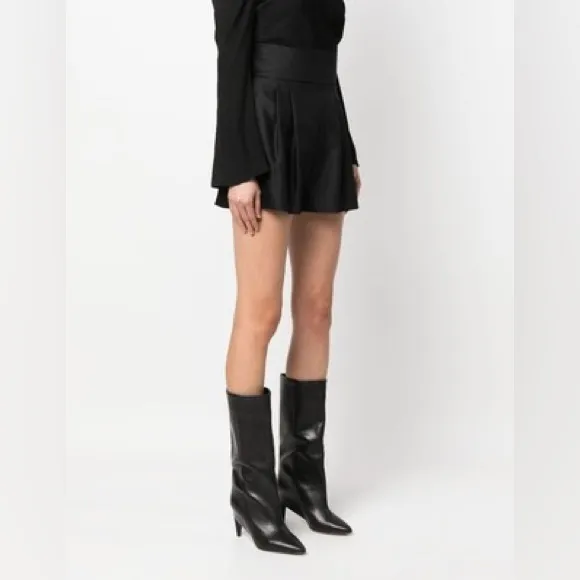 IRO Palici silk and wool blend high waisted pleated black shorts size EU 40