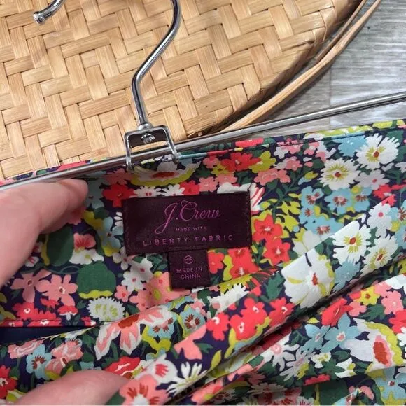 J. Crew liberty fabric floral high waisted tie belt waist shorts women’s size 6