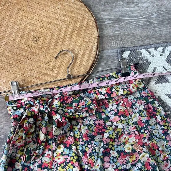 J. Crew liberty fabric floral high waisted tie belt waist shorts women’s size 6